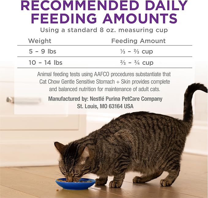 Purina Cat Chow Gentle Sensitive Stomach and Skin Dry Cat Food with Turkey - (Pack of 4) 3.15 lb. Bags