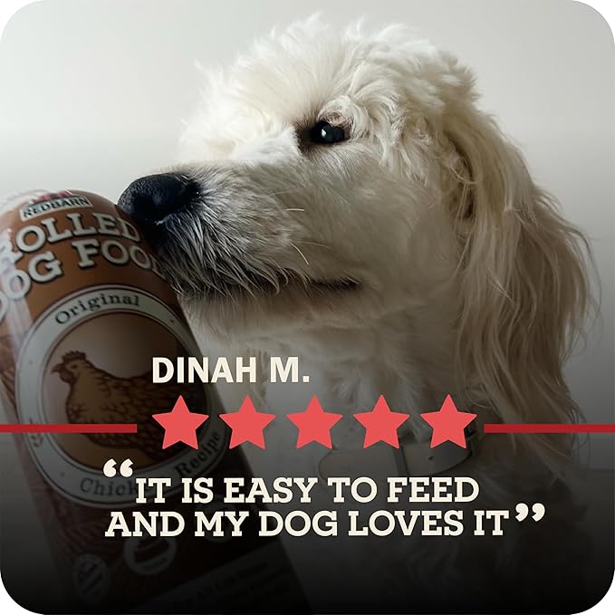Redbarn Pet Products All-Natural Premium Rolled Dog Food, Lamb Recipe - Soft Semi-Moist Wet Formula for High Protein Diet, Training Rewards, & Treat Pill Concealer - 4 lb, 1 Count