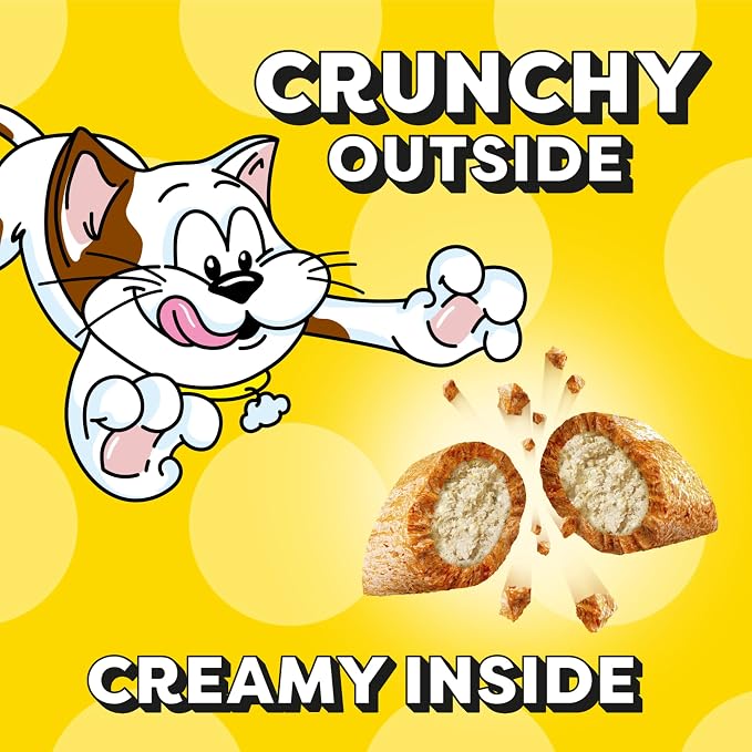 Temptations Jumbo Stuffed Cat Treats, Crunchy and Soft Cat Treats, Tasty Chicken Flavor, 2.5 oz. Pouch (Pack of 12)