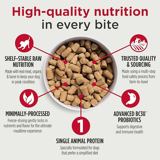 Nulo Freeze-Dried Raw Beef Recipe with Apples Complete and Balanced Dry Dog Food Kibble, 8 Ounce Bag