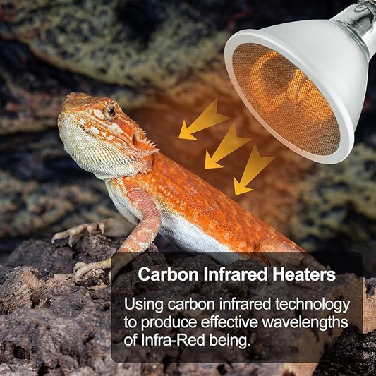 REPTI ZOO Reptile Basking Heat Lamp Bulb, 80W Splashproof Energy Saving Deep Heater Non-Luminous Carbon Infrared Heat Bulb for Reptile Amphibians