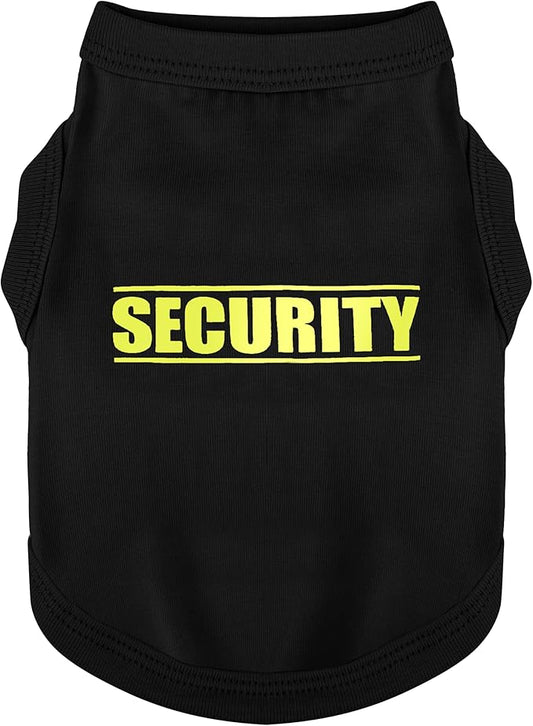Discover Cozy Cotton Canine Wear: Soft, Lightweight, and Breathable Dog Shirt Vest with Eye-Catching Graphics(Security), Keeping Your Furry Friend Warm and Comfy! Black S