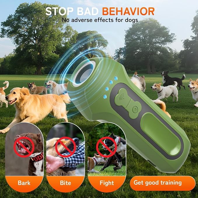 Dog Bark Deterrent Devices, Ultrasonic Anti Barking Device for Dogs, Portable Dog Training Device Safe for Dogs & Human Bark Control Barks No More Indoor Outdoors Behavior Correct