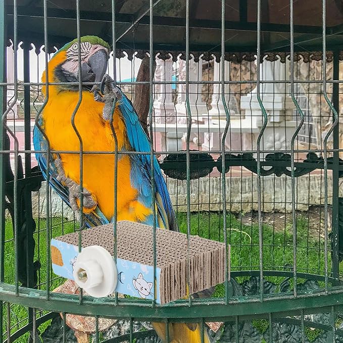 ElevateTech 2 PCS Bird Chew Toy Parrot Cage Perch Cardboard Platform Bird Paw Grinding Stand for Cage Birds Resting Platform Stand Parrot Playground Exercise Toys ParakeetsCage Accessories
