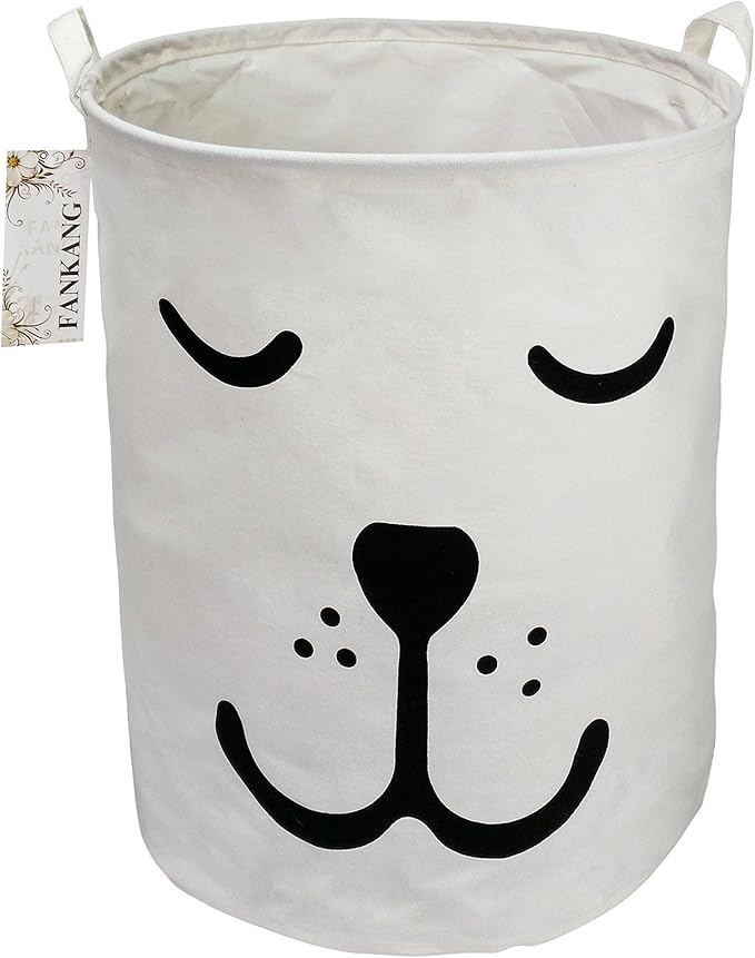 Storage Basket, Nursery Hamper Canvas Laundry Basket Foldable with Waterproof PE Coating Large Storage Baskets for Kids Boys and Girls, Office, Bedroom, Clothes,Toys（dog）