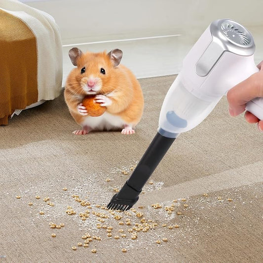 Guinea Pig Poop Spot Vacuum – Mini Cordless Assistant for Daily Cage Corner Cleanup of Guinea Pig, Rabbit, Hamster, Chinchilla, Reptile, Bird & Small Animals – White