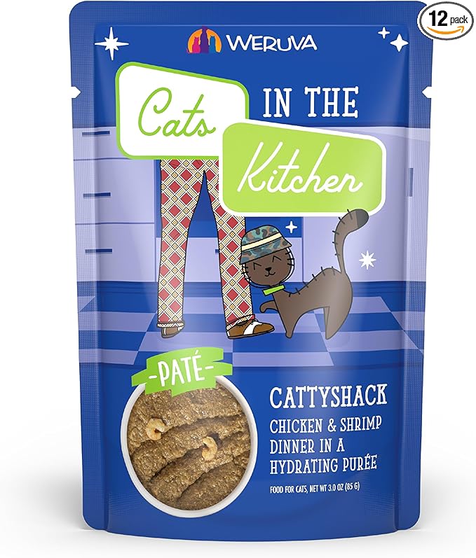 Weruva Cats in The Kitchen Slide N' Serve Grain-Free Natural Wet Pate Cat Food Pouches, Cattyshack, 3oz Pouch (Pack of 12)