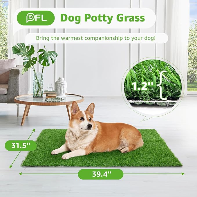 Artificial Dog Grass Pee Pad: 39''x 31.5'' 1 Pack Professional Indoor Outdoor Potty Training Rug - Large Replacement Turf Mat with Excellent Drainage - Pet Fake Grass Turf for Patio Lawn Decoration