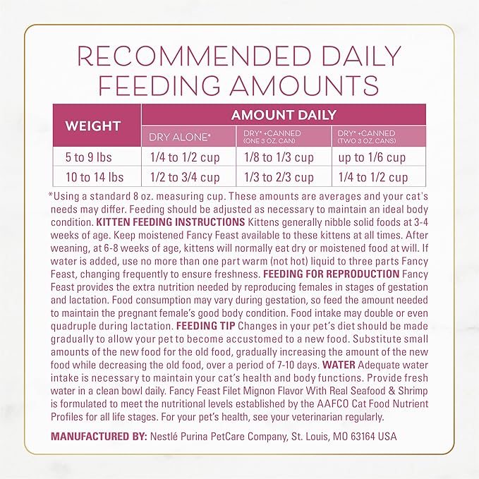 Purina Fancy Feast Dry Cat Food Filet Mignon Flavor with Seafood and Shrimp - (Pack of 4) 16 oz. Bags