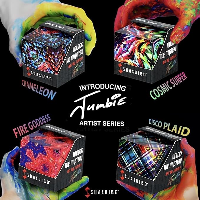 Shashibo Shape Shifting Box - Award-Winning STEM Fidget Toy with Ultra Strong Magnets - Puzzle Cube Transforms Into 100+ Shapes, Perfect Sensory Gift for Kids, Teens, and Adults (Cosmic Surfer)