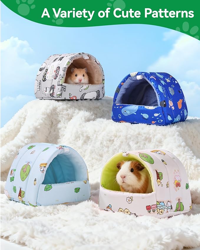 2 PCS Hamster Hideout,Washable Hamster Bed Hamster Bed Hut Hamster House, Small Animal Cage Accessories for Mouse Hedgehogs Ferrets Bearded Dragons and Rats