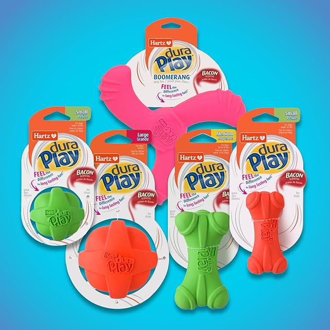Hartz DuraPlay Bacon Scented Dog Toys, Small (Assorted Color) (Pack of 2)