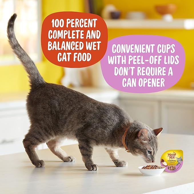 Meow Mix Tenders in Sauce Wet Cat Food, Turkey & Giblets, 2.75 Ounce Cup (Pack of 12)