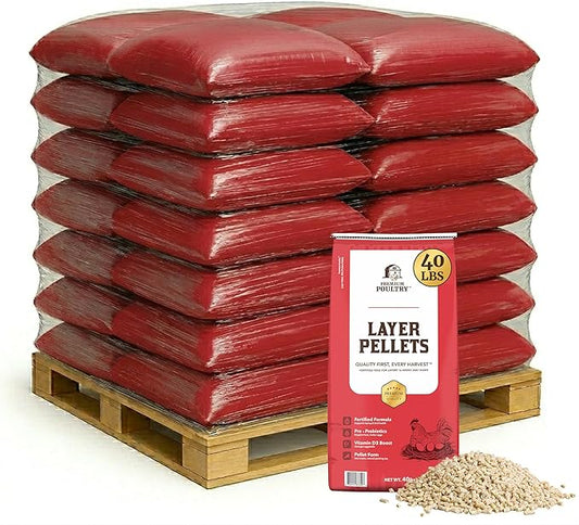 Layer Pellet Chicken Feed, 16% Protein Poultry Feed for Laying Hens, Supports Egg Production, Strong Eggshells & Calcium Absorption with Vitamin D3, Made in USA, 2000 lbs