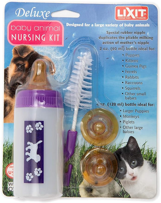 Lixit® Nursing Bottle Kits for Hand Feeding Puppies, Kittens, Guinea Pigs, Ferrets, Rabbits, Raccoons, Squirrels and Other Pets - Made in USA (4 Ounce, 1 Pack)