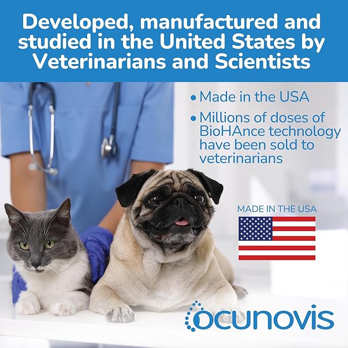 Sentrx - Ocunovis Gel Eye Drops for Dogs and Cats with Dry Eyes, Hydrating Cat and Dog Eye Drops with Hyaluronic Acid, Non-Blurring and Non-Stinging Artificial Tears, 5 ml, 3 Pack