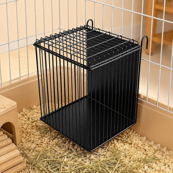 Gralara Rabbit Hay Holder with Hook for Cage Food Dispenser Hanging Guinea Pig Hay Feeder Storage Basket for Outside Chinchillas, 26cmx27.5cmx31.5cm
