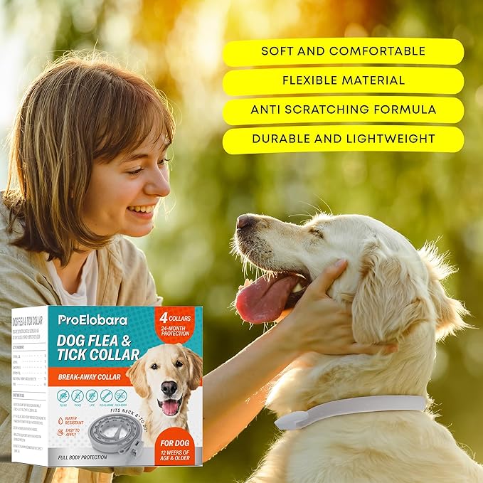 Flea and Tick Prevention Collars for Dogs: Natural Essential Oil Pet Flea Tick Collar Treatment - Break-Away Collars for Extra Large, Medium, Small Dogs, Fleas Ticks Control for Puppies