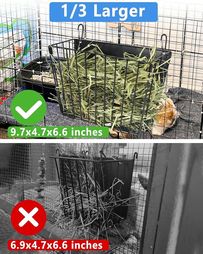 Rabbit Hay Feeder - Guinea Pig Hay Feeder - X-Large Metal Frame Bunny Hay Holder, 9.7x4.7x6.6 inch Guinea Pig Hay Holder for Bunny, Guinea Pigs, Chinchillas, Small Animals (2 Pack)