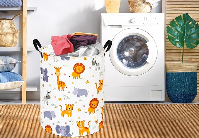 Kids Laundry Hamper Storage Basket Laundry Organizer Hamper Storage Bins Clothes Box Nursery Hamper Gift Basket with Handles (ZOO)
