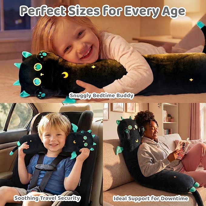 Mewaii Long Cat Plush 5 Sizes, 120% Extra Filling Giant Plushness Kids Body Pillow, Kawaii Cute Big Eyes Cat Stuffed Animals Plushies, Big Long Body Pillow Cat Plush Gift for Girls 44”