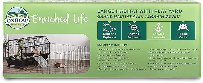 Oxbow Enriched Life Small Animal Accessories - Habitat with Play Yard for Dwarf Rabbits & Guinea Pigs (Large)
