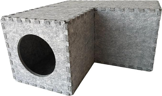Guinea Pig Felt Hideout Creative Assembly & Detachable House Bed Small Animal Tunnel Hidey Habitats Decor for Guinea Pig Rat Chinchilla Hedgehog Hamster (Grey)