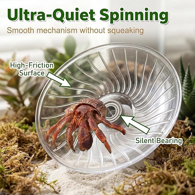 2Pcs Silent Hermit Crab Running Wheel Toy, Hamster Exercise Wheel, Small Animal Climbing Toy for Gecko, Jumping Spider, Rats and Hermit Crabs Cage & Tank Accessory (Diameter 5.2")