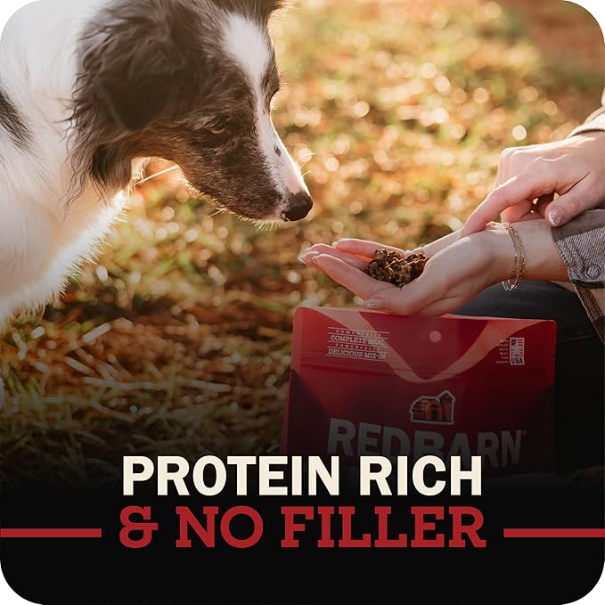 Redbarn Powerfood Air Dried Dog Food - 95% Beef & Beef Organs - High Protein Grain-Free Non-GMO Premium Dry Full Feed or Topper Made in USA with Omega 3 Salmon Oil Flaxseed - 5lb