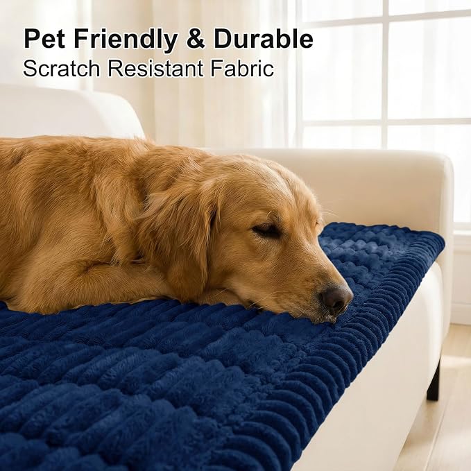 Smiry Couch Cover for Dogs, Non Slip Washable Sofa Protector for Pets, Soft Furniture Cover for Pet, Stylish Sofa Covers, Cozy Protect Against Fur, Dirt & Everyday Messes (Navy, 35.4" x 88")