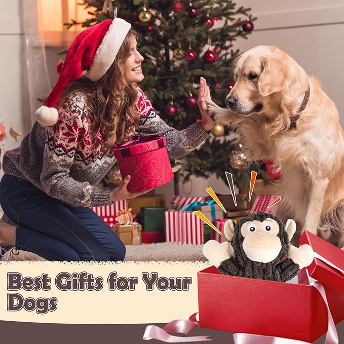 Letsmeet Plush Dog Toy with Crinkle Paper, Tug of War Pull Interactive Toys for Puppies to Large Dogs