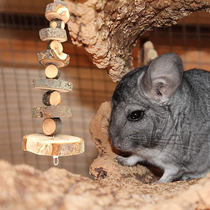 Bunny Chew Toys Natural Apple Wood Small Animal Chew Toys for Rabbits Chinchilla Hamsters Guinea Pigs Gerbils (Pack 1)
