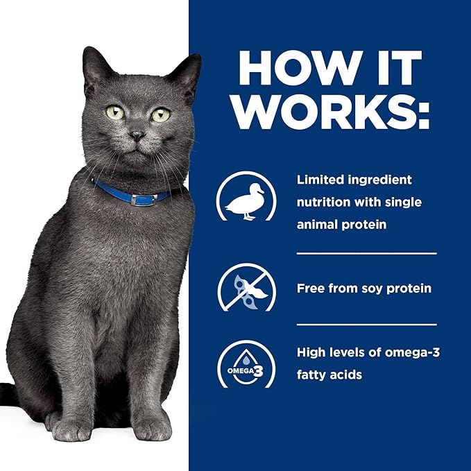 Hill's Prescription Diet d/d Skin/Food Sensitivities Wet Cat Food, Duck, 5.5 oz. Cans, 24-Pack