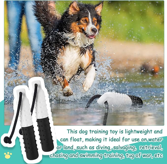 Blueweenly 6 Pcs Dog Bumper Toy for Water Retrieving Plastic Puppy Training Dummy Dog Float Toy Lightweight for Float on The Water Pool Outdoor Training Hunting Fetching (Black and White)