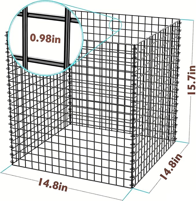 (6 Packs) Plant Protectors from Animals, 14.8" Lx14.8 Wx15.7 H Heavy-Duty Large Wire Plant Cages, Keep Rabbits Out for Vegetables, Shrubs & New Plants