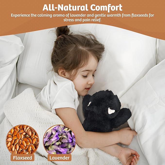 Marysun Microwavable Black Cat Stuffed Animal - Weighted Stuffed Animal Plush, Heating Pad, Cozy Gift for Girls|Women|Kids|Elder People, 9.8in, 1.65lb