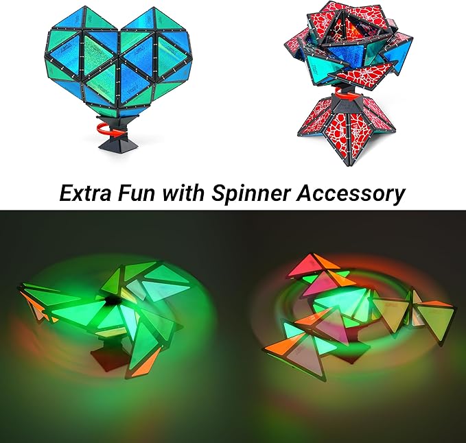 TOSY Magnet Pyramid Stone - 1 Cube Transforms into 1 Billion Shapes (Bunny, Egg Basket, Flowers, Heart…), 243 Rare Earth Magnets, Holographic Design, Puzzle/STEAM Toy, Easter Birthday Gift, 2-Pack