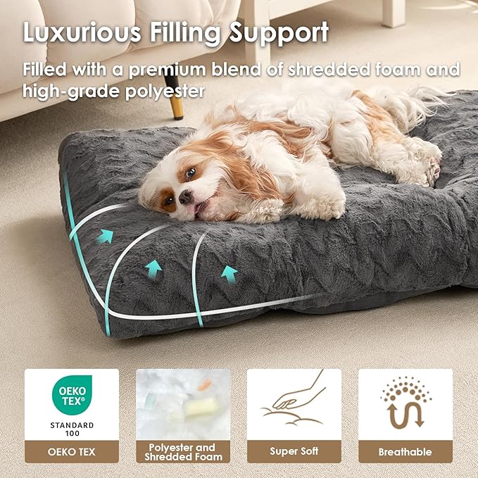 EHEYCIGA Washable Small Dog Bed for Crate 23x18 Inch, Reversible Kennel Pad for Puppy Weight Up to 25 lbs, Plush and Comfy Pet Sleeping Mat, Charcoal