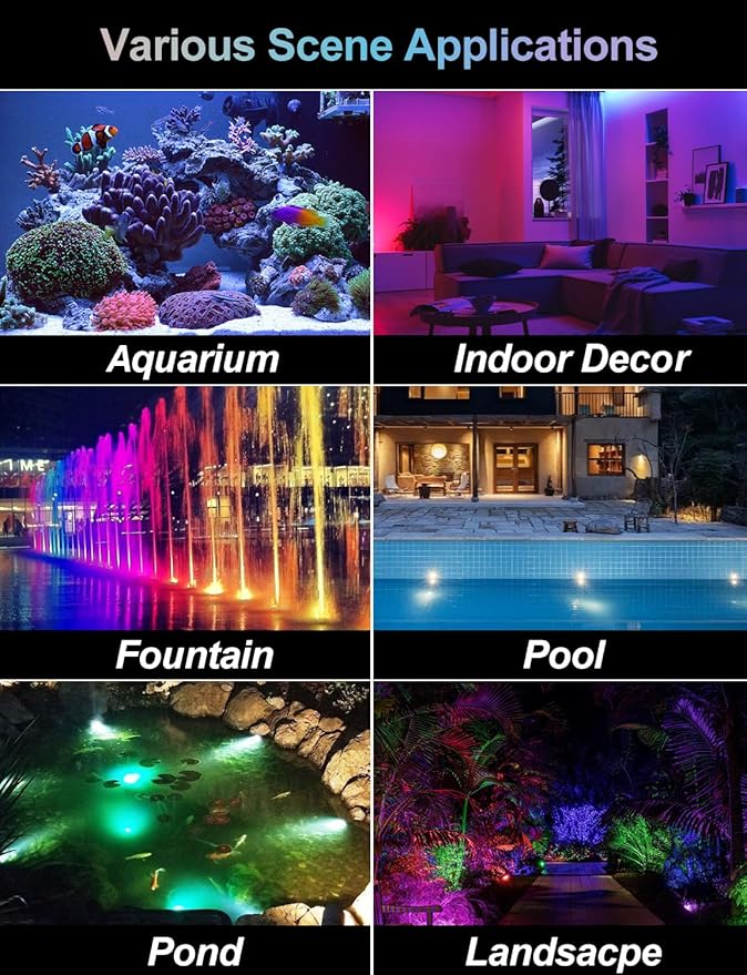 RGB Underwater Pond Lights, Super Bright 18 LED Submersible Fountain Lights Color Changing Spotlights, Bluetooth APP Control IP68 Waterproof for Fish Aquarium Tank Garden Yard Pool(Set of 2)