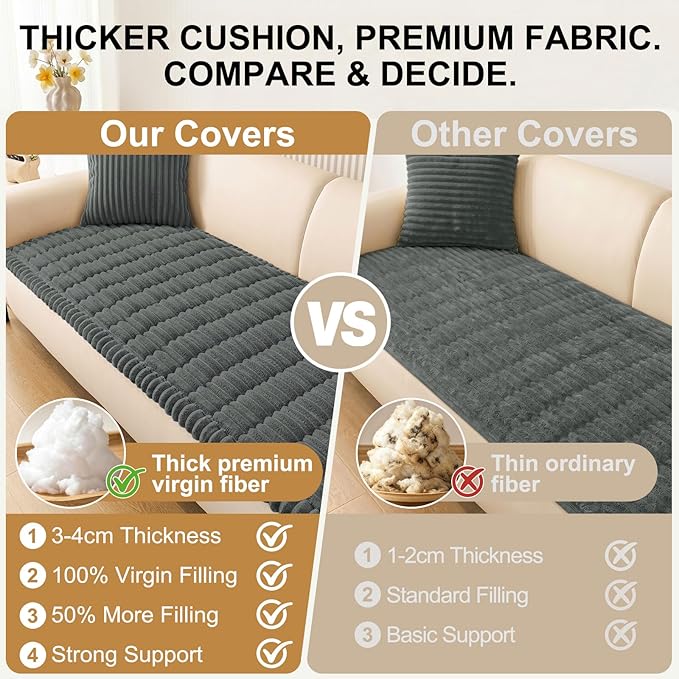 Smiry Couch Cover for Dogs, Non Slip Washable Sofa Protector for Pets, Soft Furniture Cover for Pet, Stylish Sofa Covers, Cozy Protect Against Fur, Dirt & Everyday Messes (Dark Grey, 27.6" x 82.7")