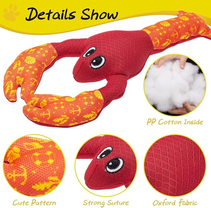 PUPTECK Floating Pool Toys for Dogs - 2 Pack Squeaky Pet Water Toys for Fetch & Training, Interactive Summer Outdoor for Large Small Medium Dogs, Turtle & Lobster