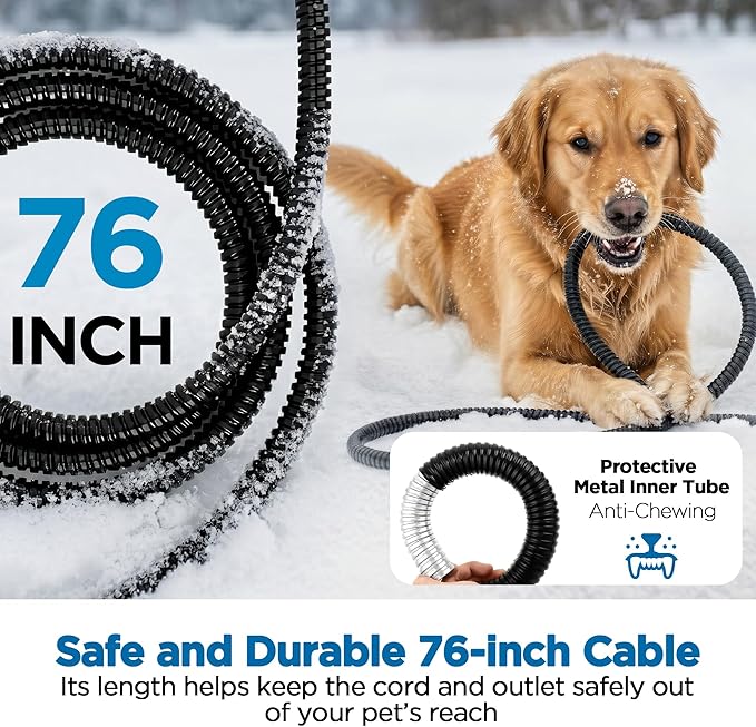 Heated Water Bowl, 5.5L/1.45Gal Extra Large Winter Freeze Proof Pet Heated Water Bowl with Anti Chewy Long Cord, BPA-Free, for Dog Cats Rabbit Chicken Duck Squirrel Animals Outside Heated Water Bucket