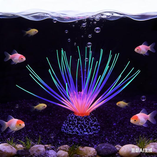 Glowing Effect Aquarium Fish Tank Decorations, Silicone Artificial Aquarium Plants Ornament Glow in the Dark, Small Fish Tank Decor Accessories for Aquarium Landscaping(Green)