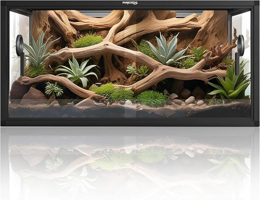 Phailozoo 50 Gallon Reptile Enclosure, Colorful Aluminum Frames Reptile Tank Assemble Within 6 Steps, Rust Proof Mesh Top for Air Circulation & Light Penetration, Dual Grommets for Multiple Wire Use