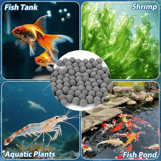 Sukh 0.88lb Aquarium Filter Media - Fish Tank Filters with Premium Tourmaline Balls 2 Fine Mesh Bags, Long Lasting Water Purifier, Stabilizes pH, Reduces Harmful Compounds for Shrimp Fish Health