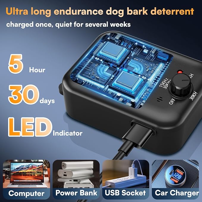2-Pack Anti Barking Device for Dogs, Auto Dog Bark Deterrent Devices with 3 Modes, Rechargeable Ultrasonic Bark Deterrent Device Bark Box, Effective Stop Barking Dog Devices for Indoor & Outdoor Use