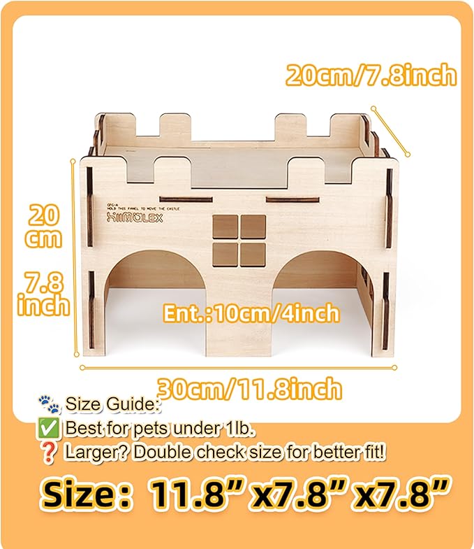 HIIMALEX Sturdy Guinea Pig Hideout Wooden Castle for Guinea Pig Chinchilla Hedgehog Gerbil Hamster Rat House Habitat for Playing and Hiding (GPT26)