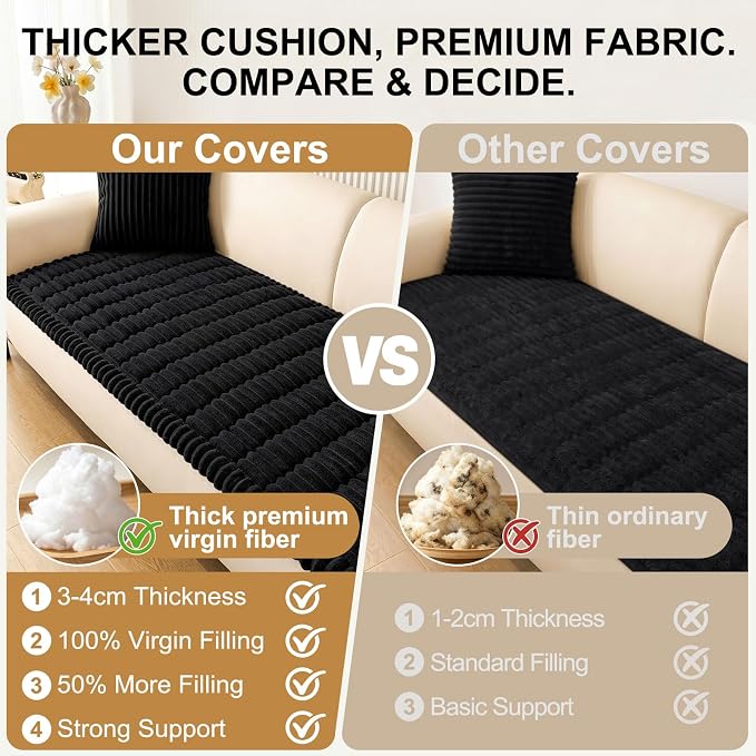 Smiry Couch Cover for Dogs, Non Slip Washable Sofa Protector for Pets, Soft Furniture Cover for Pet, Stylish Sofa Covers, Cozy Protect Against Fur, Dirt & Everyday Messes (Black, 35.4" x 70.9")