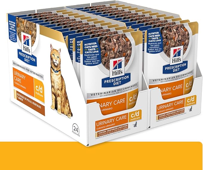 Hill's Prescription Diet c/d Multicare Wet Cat Food, Chicken, Vegetables & Rice Stew, 2.8 oz. Pouches, 24-Pack