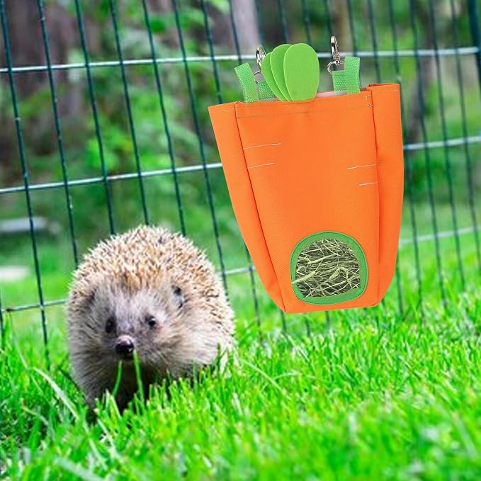 Estivaux Rabbit Hay Feeder Bag Carrots Guinea Pig Hanging Hay Feeding Bag with Hole Pet Storage Dispenser for Chinchilla Hamster Bunny Small Pet Animals